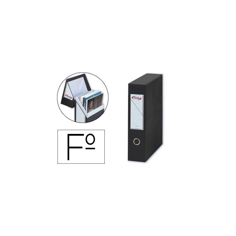 Archivador con tapa pardo carton forrado ollao lomo din a4 80 mm color negro 335x250x80 mm
