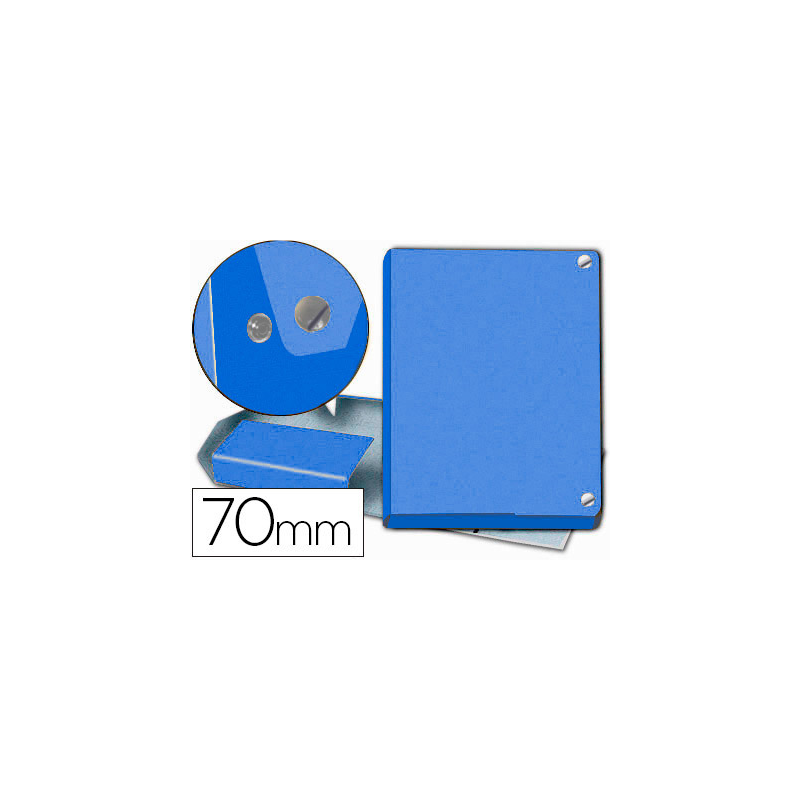 Carpeta proyectos pardo folio lomo 70 mm carton forrado azul con broche