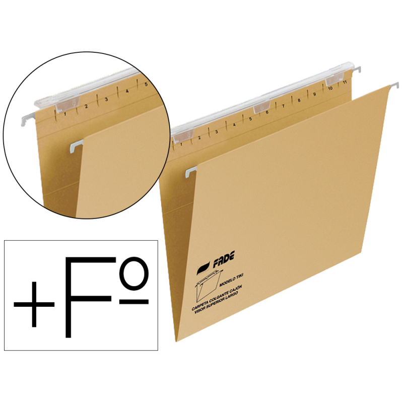 Carpeta colgante fade tiki folio prolongado visor superior 290 mm efecto lupa kraft eco 230 g/m lomo v