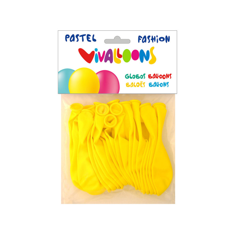 Globo 100% latex biodegradable pastel amarillo bolsa de 20 unidades