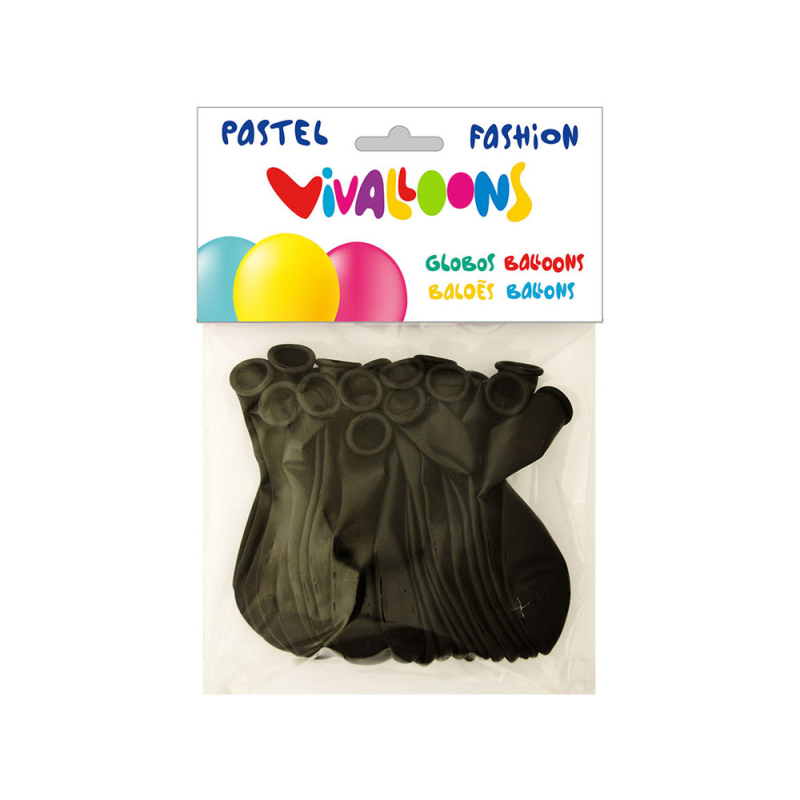 Globo 100% latex biodegradable pastel negro bolsa de 20 unidades