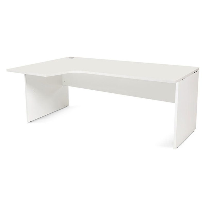 Mesa rocada serie work 160x110x76 cm izquierda acabado aw04 blanco/blanco