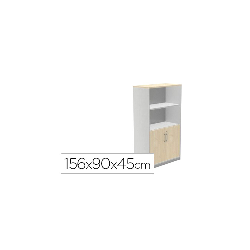 Armario rocada con tres estantes y dos puertas inferiores serie store 156x90x45 cm acabado gris/bco
