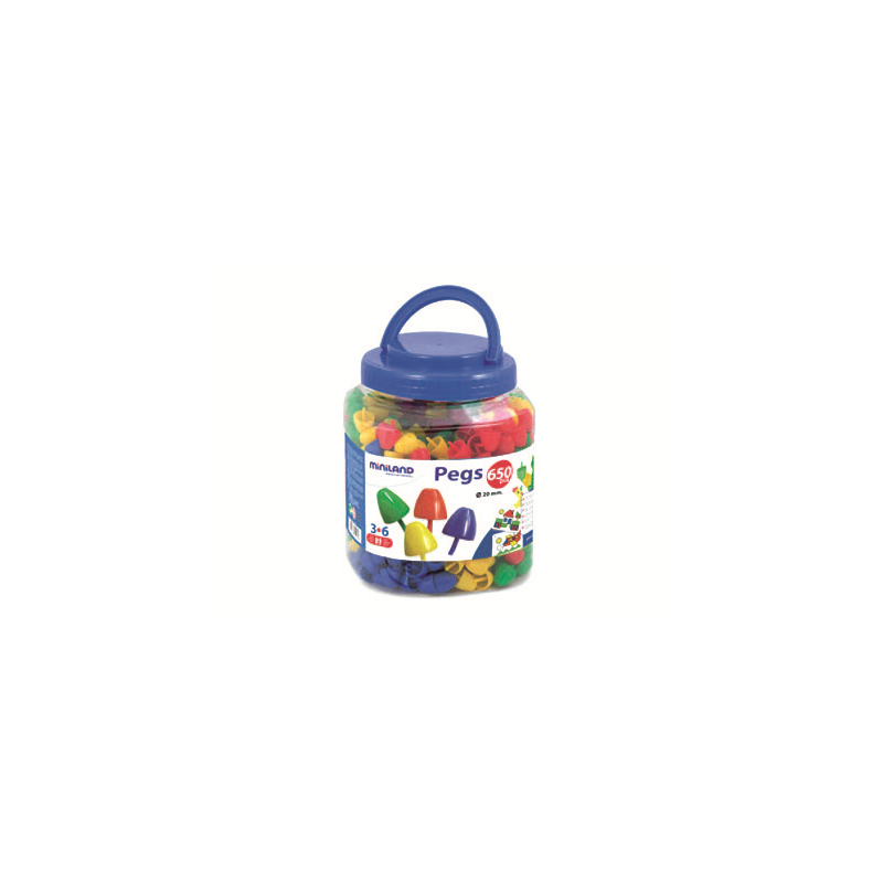 Juego miniland pegs bote de 650 piezas de 20 mm