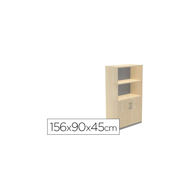Armario rocada con tres estantes y dos puertas inferiores serie store 156x90x45 cm acabado haya/haya