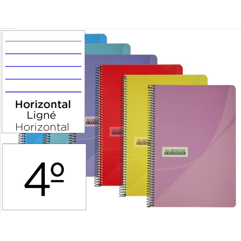Cuaderno espiral papercop cuarto tapa plastico 80h 90 gr rayado horizontal con margen colores surtidos