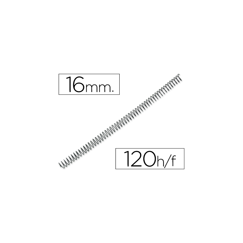 Espiral metalico q-connect 64 5:1 16mm 1,2mm caja de 100 unidades