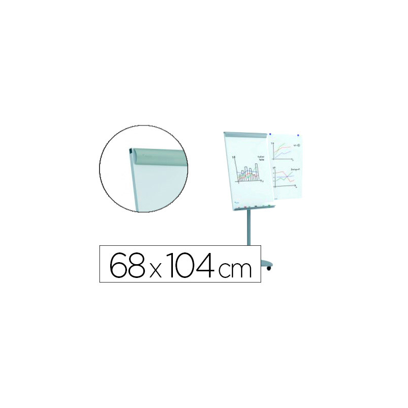 Pizarra blanca rocada para conferencias metalica lacada magnetica con ruedas 68x104 cm incluye 2 brazos laterales
