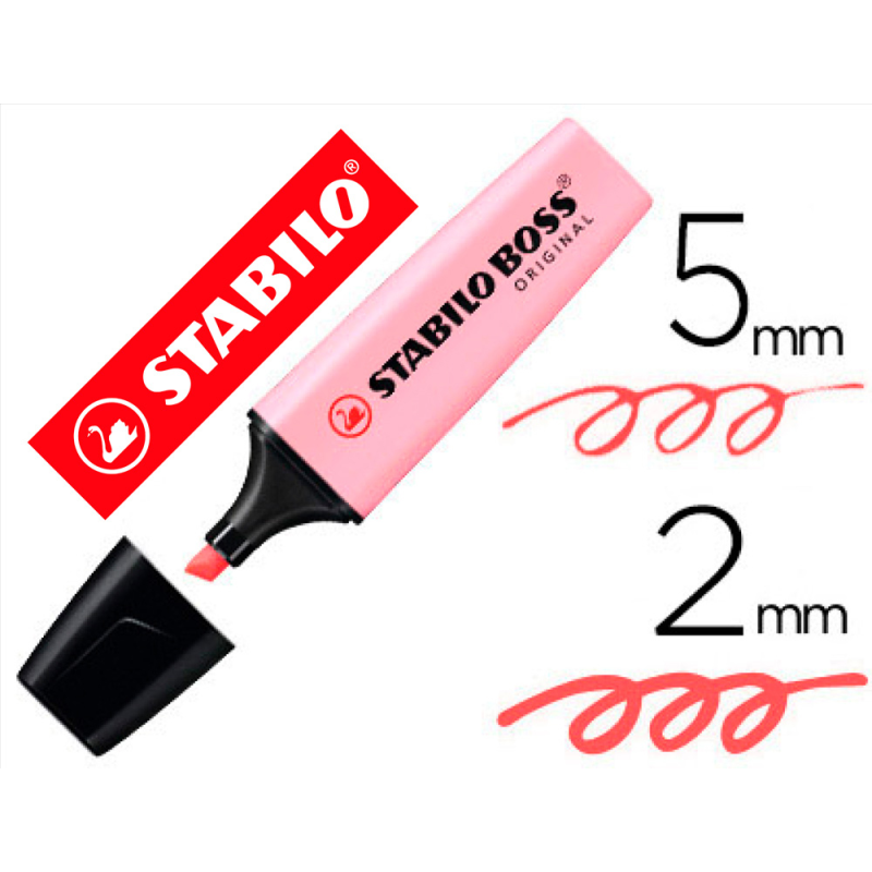 Rotulador stabilo boss pastel fluorescente 70 rubor rosa