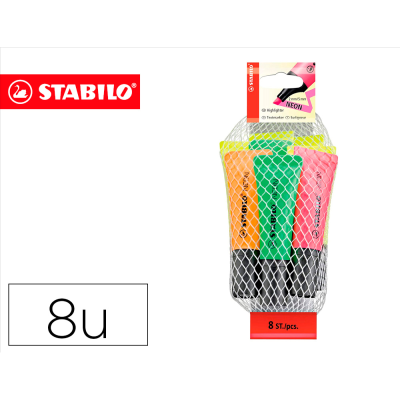 Rotulador stabilo neon 72 blister de 8 unidades colores surtidos