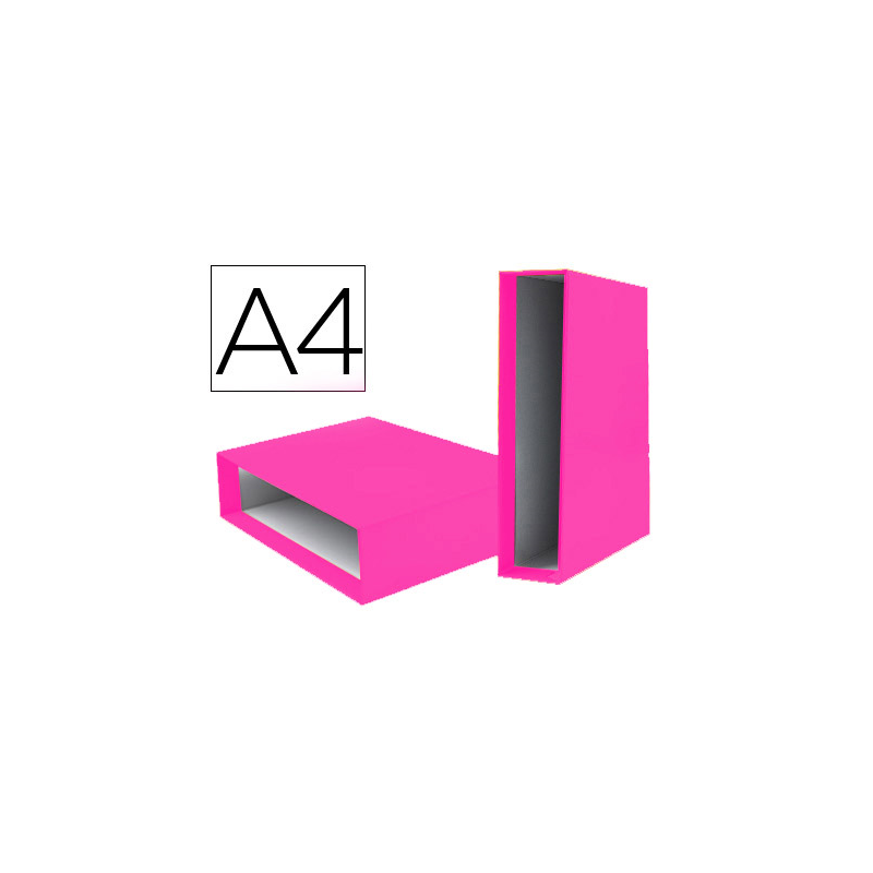 Caja archivador liderpapel de palanca carton din a4 documenta lomo 75 mm rosa