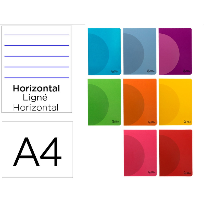 Libreta liderpapel 360 tapa de plastico a4 48 hojas 90gr horizontal con doble margen colores surtidos