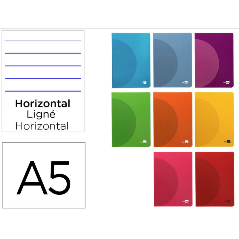 Libreta liderpapel 360 tapa de plastico a5 48 hojas 90gr horizontal con doble margen colores surtidos