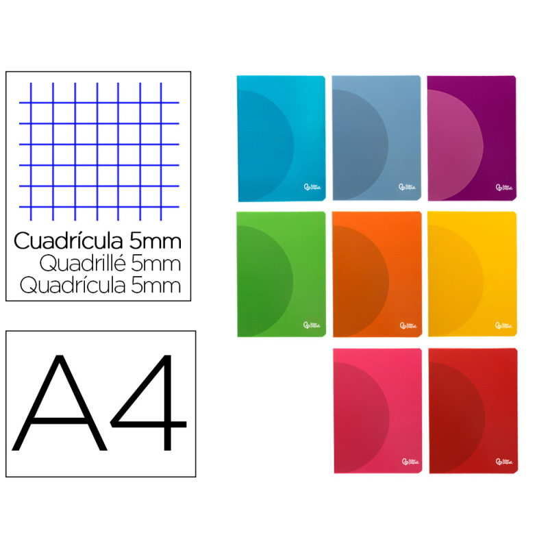 Libreta liderpapel 360 tapa de plastico a4 48 hojas 90gr 5mm con doble margen colores surtidos