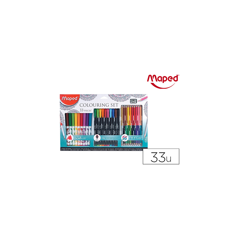 Set de dibujo maped mandalas 33 piezas colores surtidos