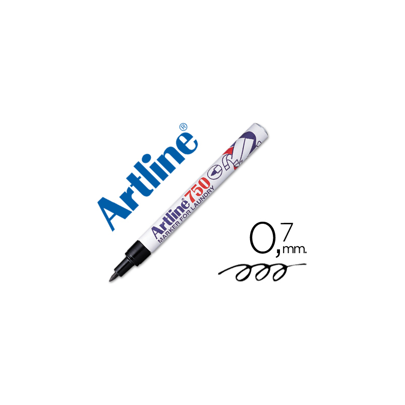 Rotulador artline marcador permanente lavable para textil ek-750 negro punta redonda 0,7 mm