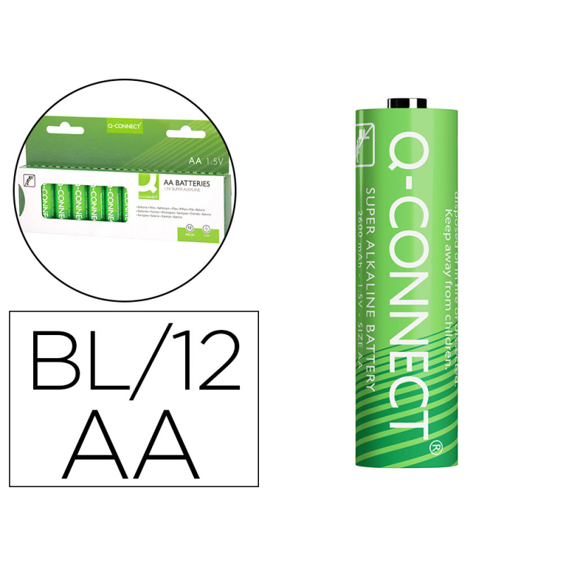 Pila q-connect alcalina aa blister con 12 unidades