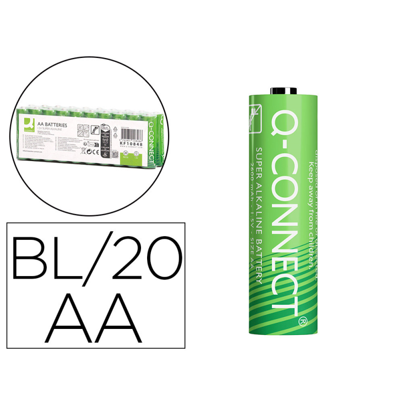 Pila q-connect alcalina aa paquete con 20 unidades