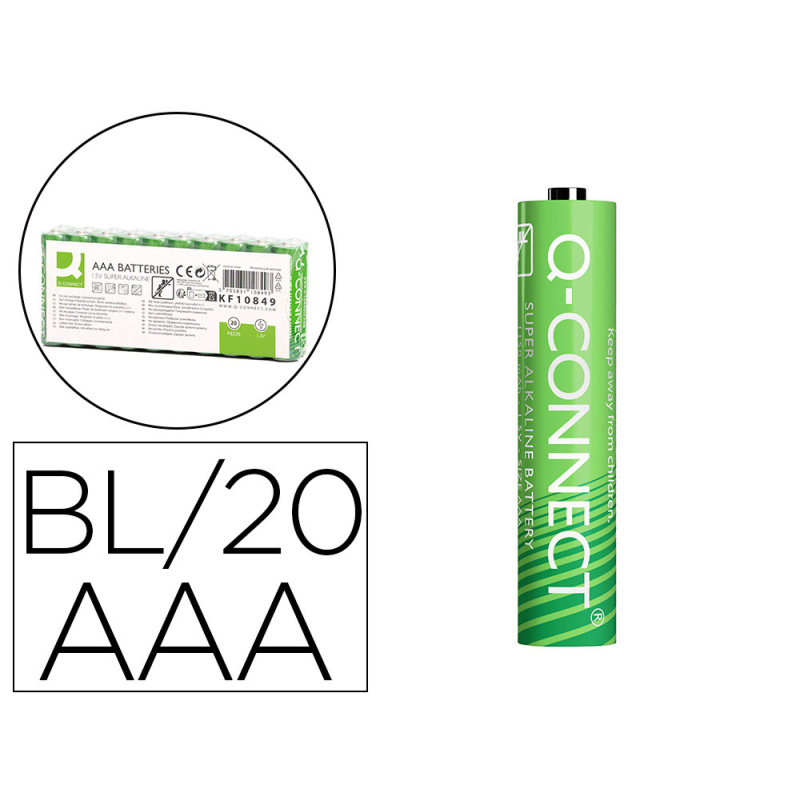 Pila q-connect alcalina aaa paquete con 20 unidades