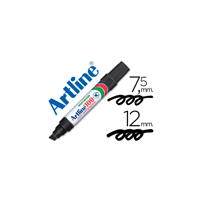Rotulador artline marcador permanente 100 negro -punta biselada