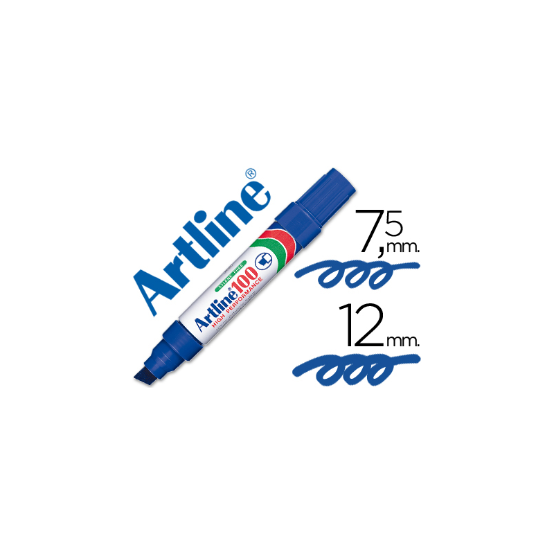 Rotulador artline marcador permanente 100 azul punta biselada