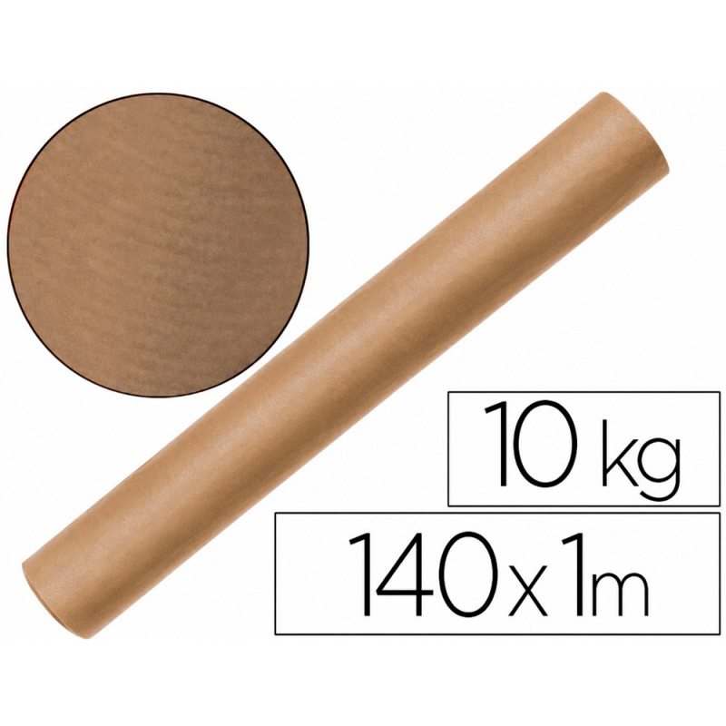 Papel kraft verjurado liderpapel marron ancho 1 mt lomgitud 140 mt gramaje 70 gr peso 10 kg