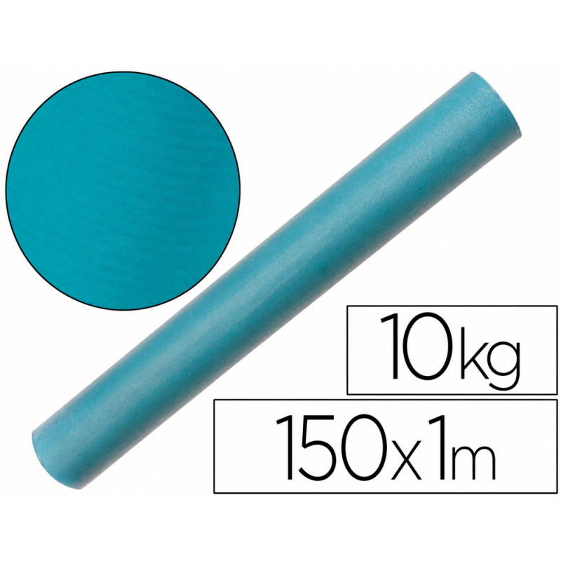 Papel kraft verjurado liderpapel turquesa ancho 1 mt longitud 150 mt gramaje 65 gr peso 10 kg