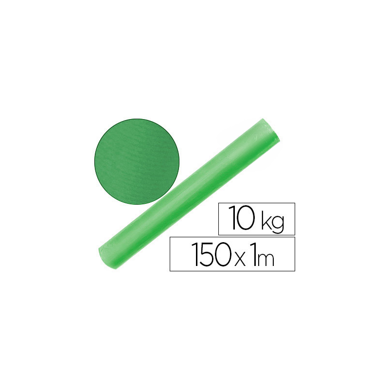 Papel kraft verjurado liderpapel verde ancho 1 mt longitud 150 mt gramaje 65 gr peso 10 kg