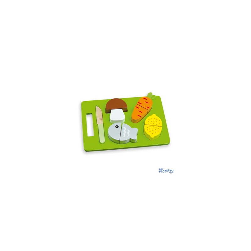 Juego andreutoys bandeja alimentos para cortar 21,4x15x3 cm