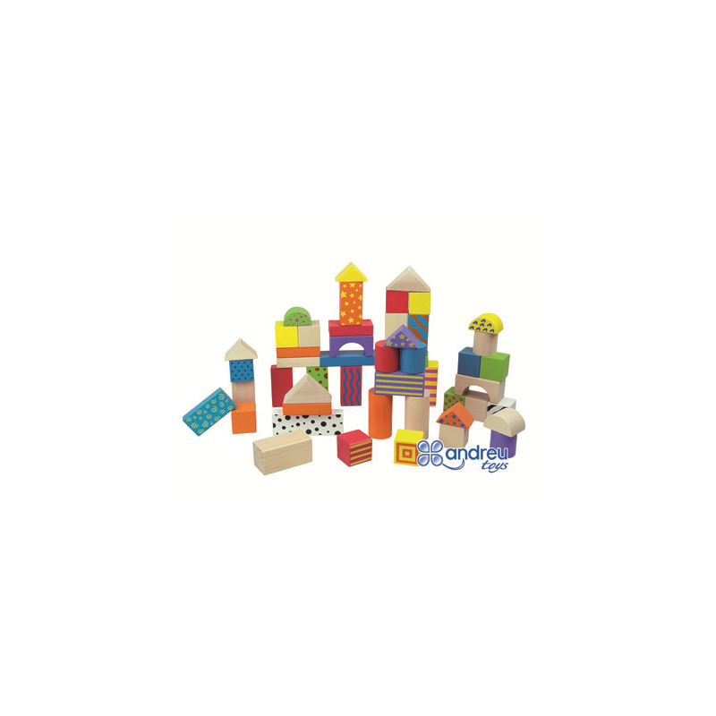 Juego andreutoys construccion bloques madera 50 piezas 18x18 cm