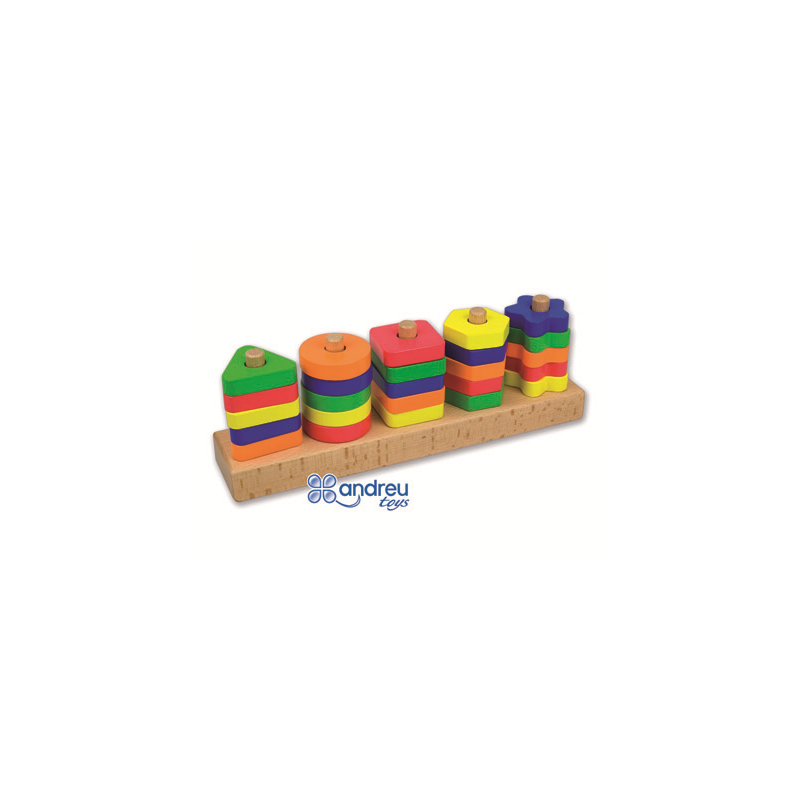 Juego andreutoys manipulacion 25 piezas geometricas + 12 plantillas doble cara 32,8x19,2x7,1 cm