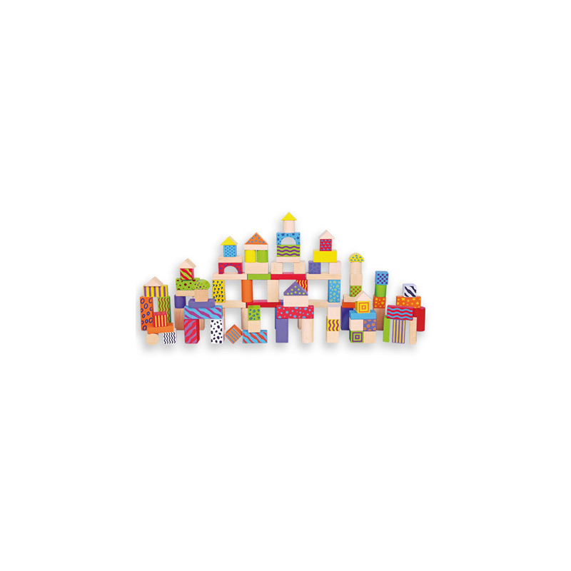 Juego andreutoys bloques maderas 100 piezas 22,5x22 cm