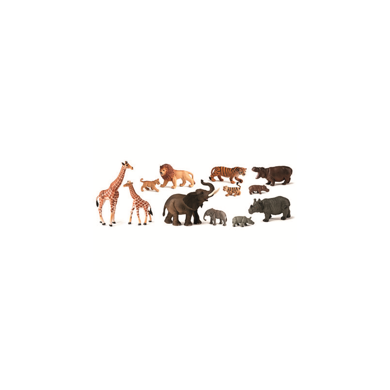 Juego miniland animales selva con crias 12 figuras