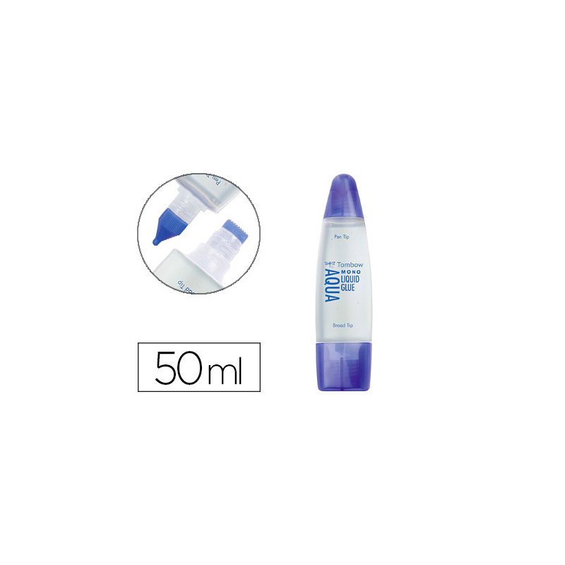 Pegamento cola liquida tombow transparente aqua permanente con 2 puntas bote de 50 ml