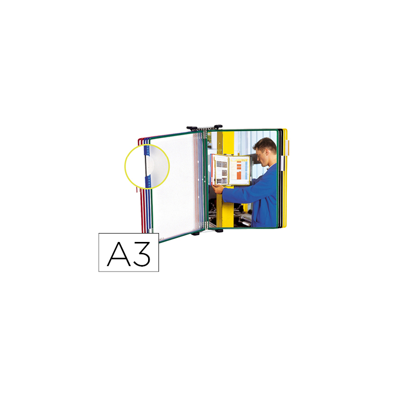Portacatalogo de pared tarifold metal con 1o fundas a3 pvc con pivotes metalicos marco colores surtidos