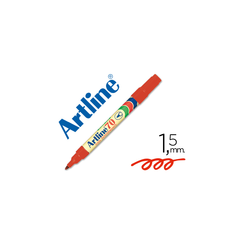 Rotulador artline marcador permanente ek-70 rojo punta redonda 1.5 mm papel metal y cristal