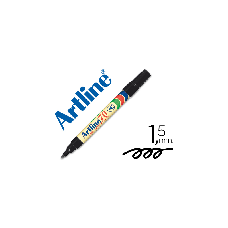 Rotulador artline marcador permanente ek-70 negro punta redonda 1.5 mm papel metal y cristal