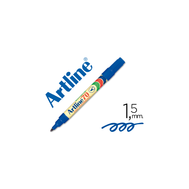 Rotulador artline marcador permanente ek-70 azul punta redonda 1.5 mm papel metal y cristal
