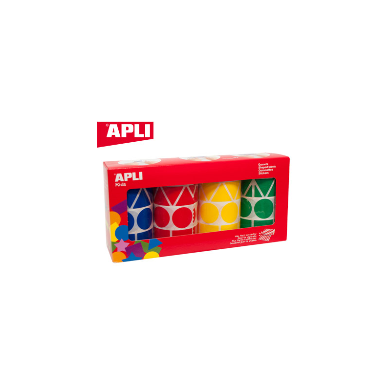 Gomets apli figuras surtidas t amaño xl pack de 4 rollos colores surtidos 5428 unidades