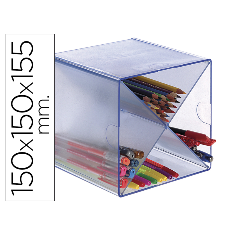 Archicubo archivo 2000 aspa organizador modular apilable plastico azul tpe 150x150x150 mm incluye 2 clips de sujecion