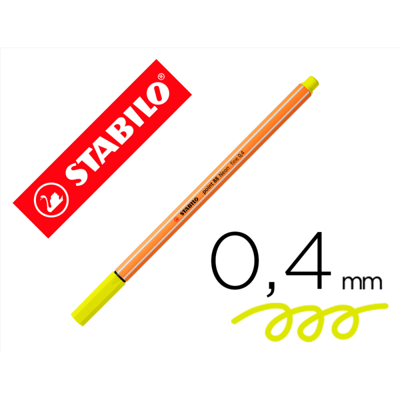 Rotulador stabilo punta de fib ra point 88 amarillo neon punta fina 0,4mm