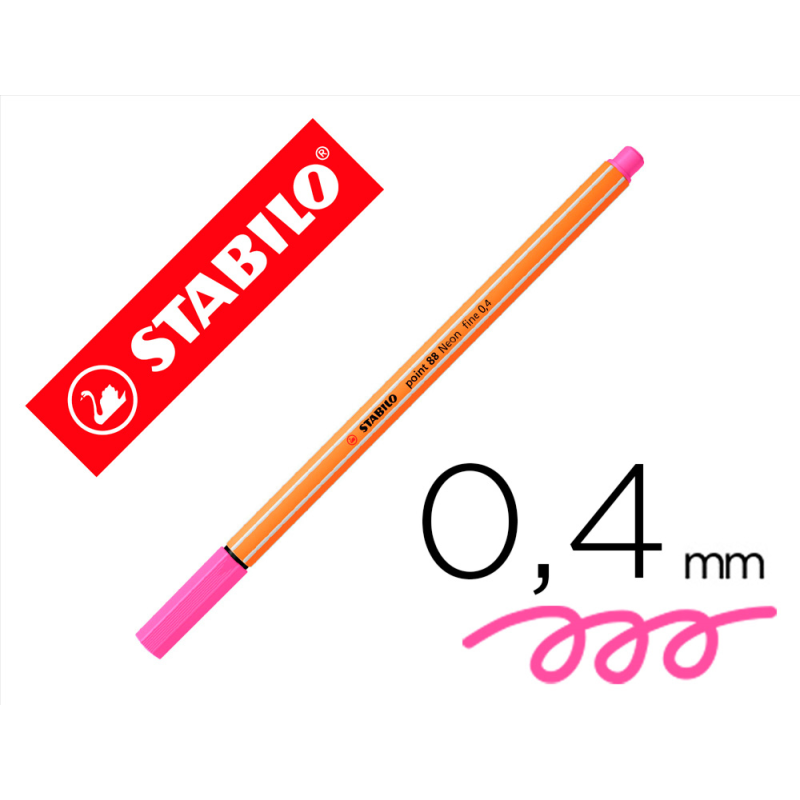 Rotulador stabilo punta de fib ra point 88 rosa neon punta fina 0,4mm
