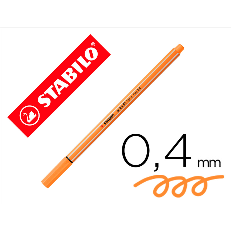 Rotulador stabilo punta de fib ra point 88 naranja neon punta fina 0,4mm