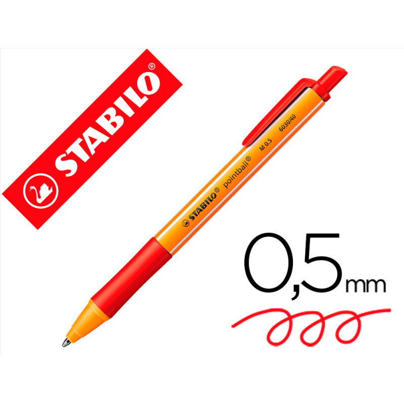 Boligrafo stabilo pointball 0,5 mm rojo