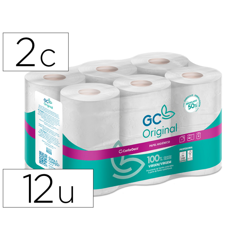 Papel higienico gc 2 capas paquete de 12 rollos