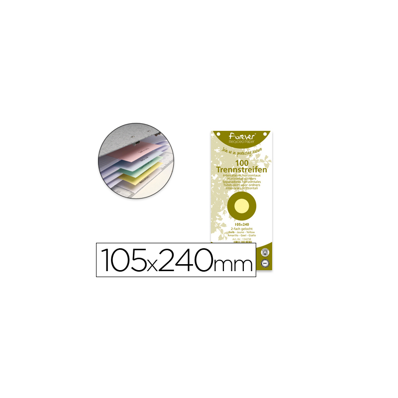 Separador exacompta cartulina reciclada juego de 100 separadores 105x240 con taladros colores surtidos