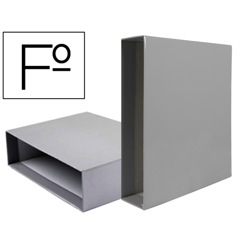 Caja archivador liderpapel de palanca carton folio documenta lomo 75mm color gris
