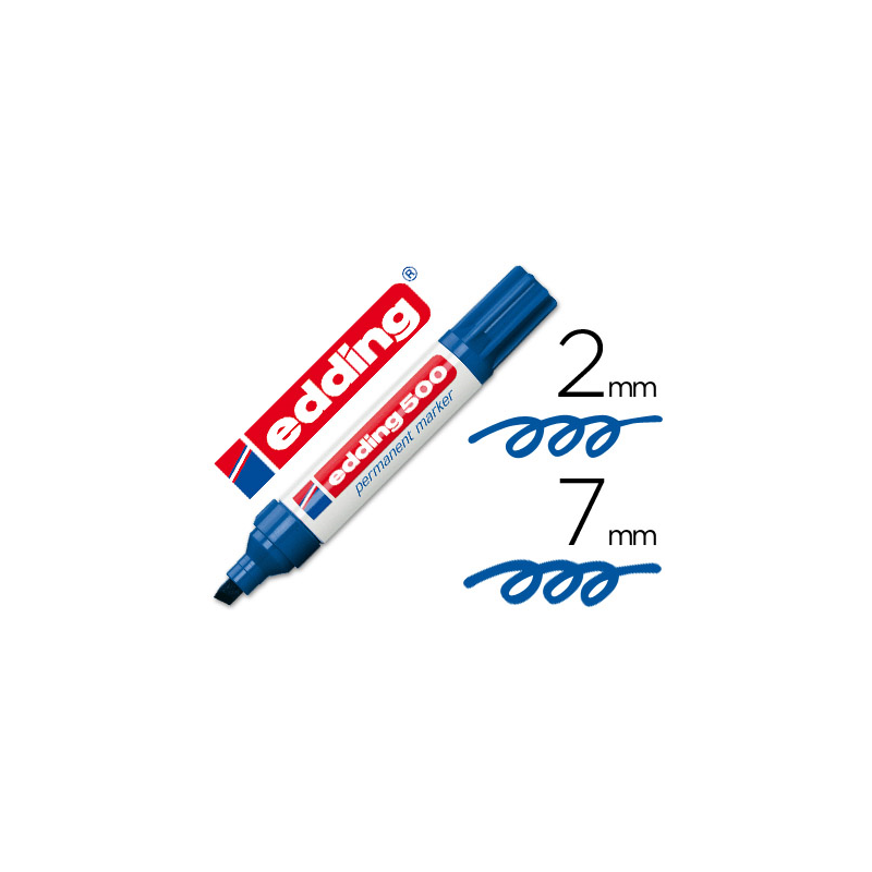 Rotulador edding marcador permanente 500 azul punta biselada 7 mm recargable