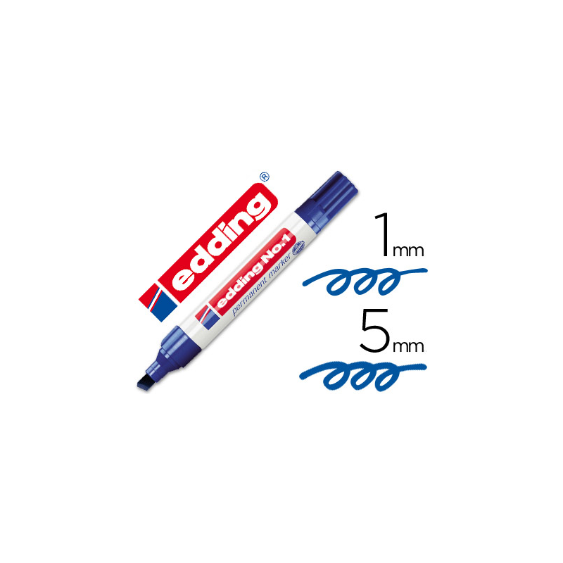 Rotulador edding marcador permanente 1 azul punta biselada 5 mm recargable