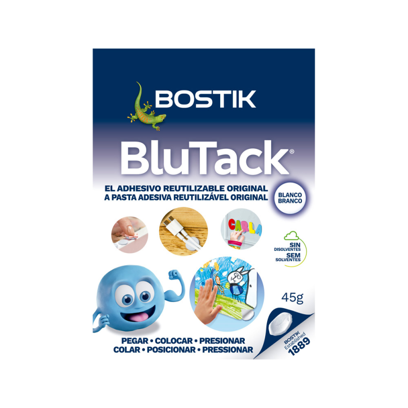 Sujetacosa masilla bostik blu tack blanco cuarteado